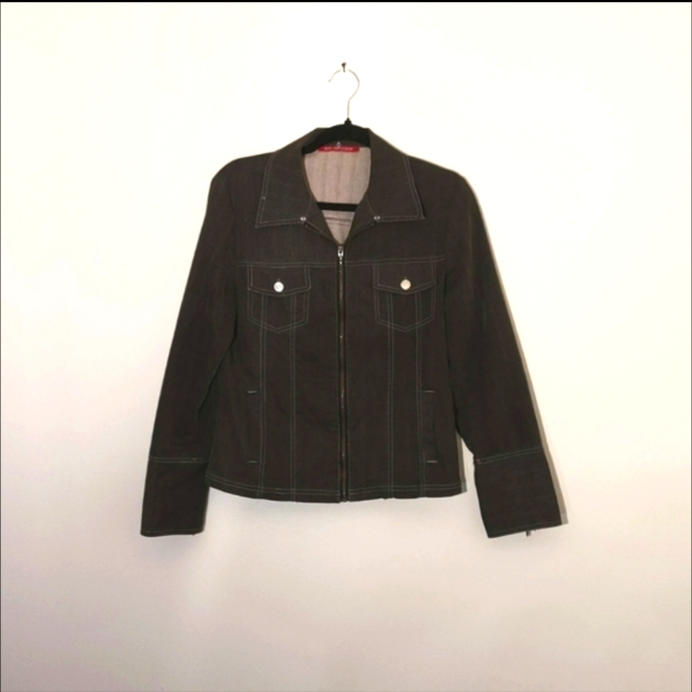 San Francisco| Grey Corduroy Short Button Jacket - Picture 1 of 10